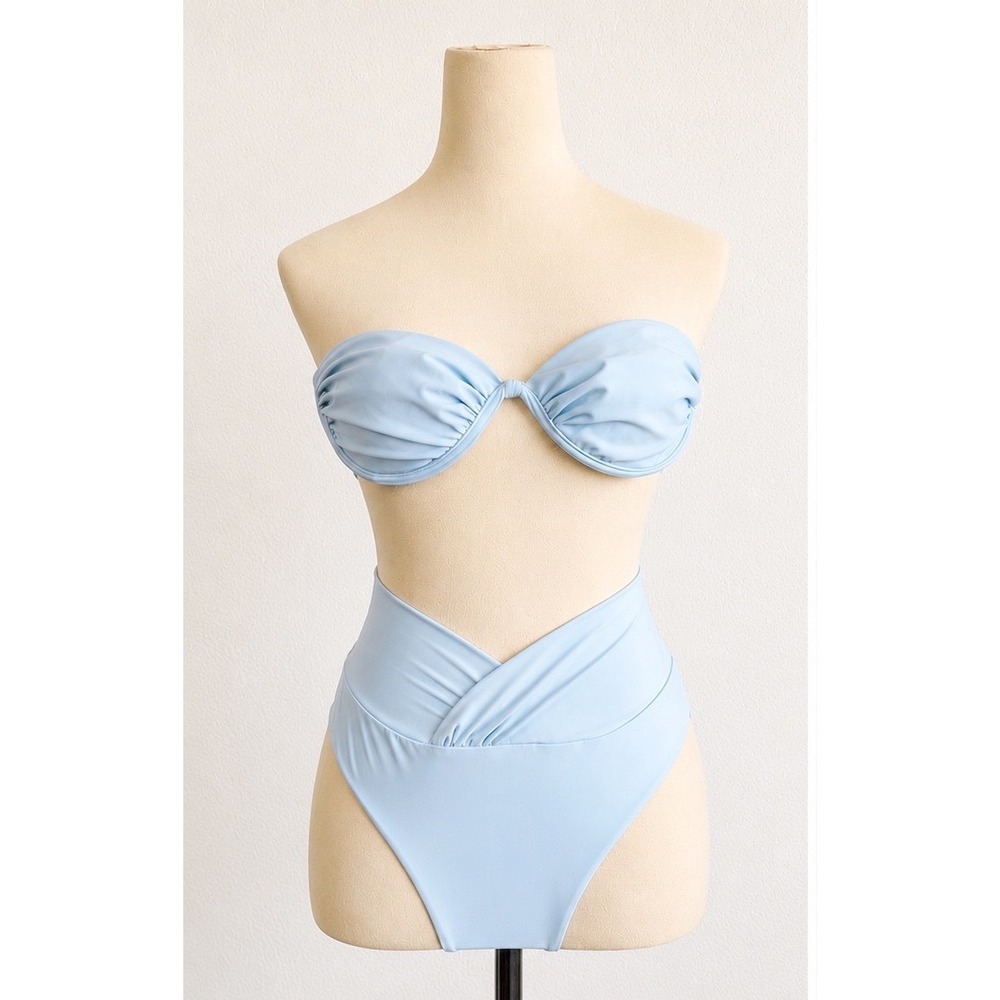 NWT Caroline Constas Bikini Light Blue High Waist Bandeau Underwire
Tie Back S